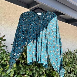 Elegant Teal Floral Blouse